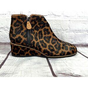 Gentle Souls Bootie Size 6 Ella Leopard Print Calf Hair Wedge Women Kenneth Cole
